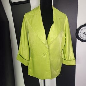 Ingenuity Collection Lime Green Satin Blazer | Size M | Statement Piece